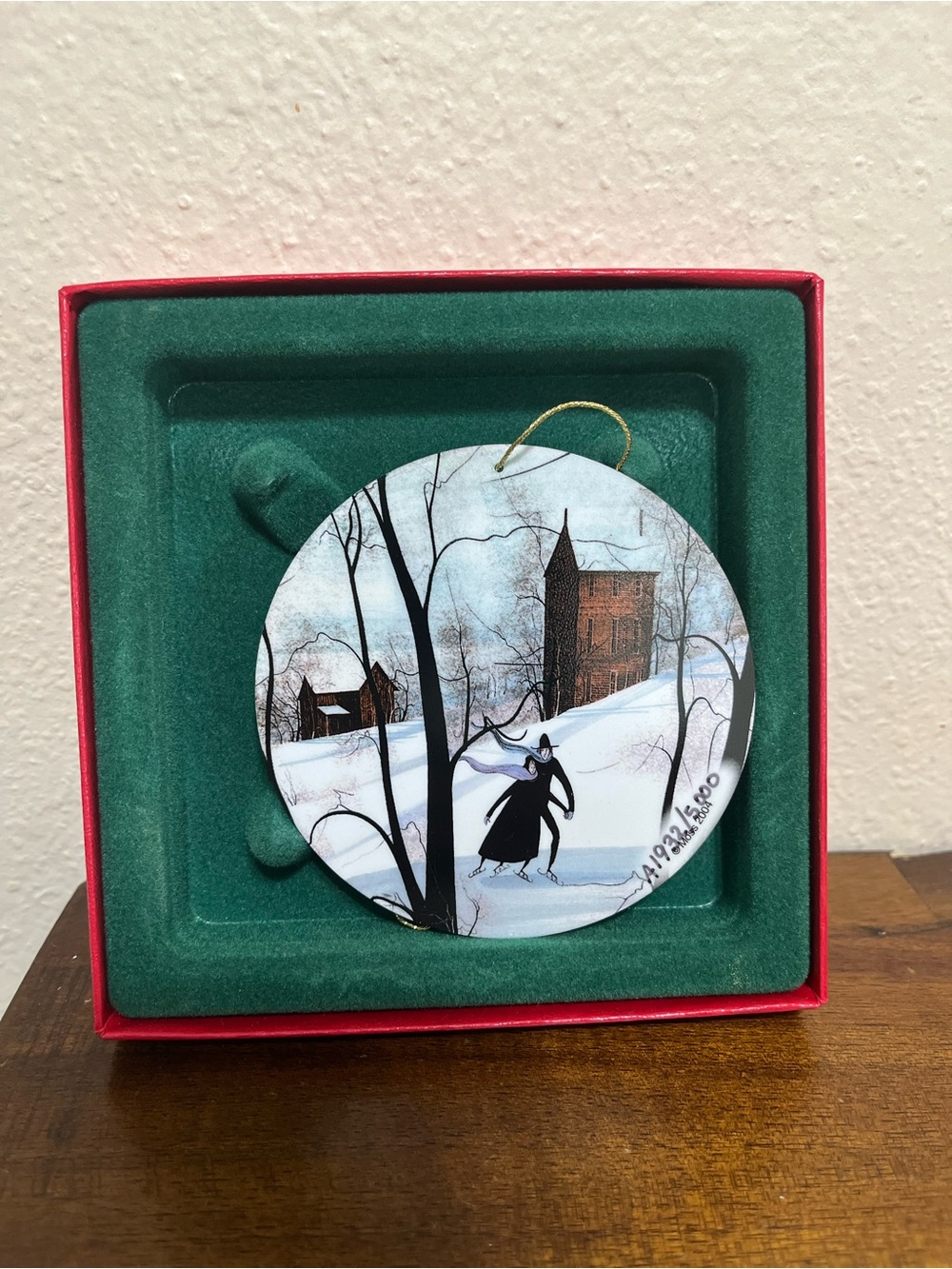 P. Buckley Moss Hand-Painted Country Skaters Ornament